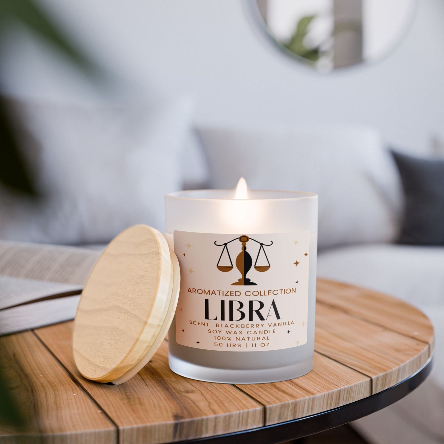 Libra Blackberry Vanilla Aromatherapy Candle, Natural Soy Wax, Home Decor, Gift for Her, Birthday Gift, Cozy Vibes, Zodiac Collection
