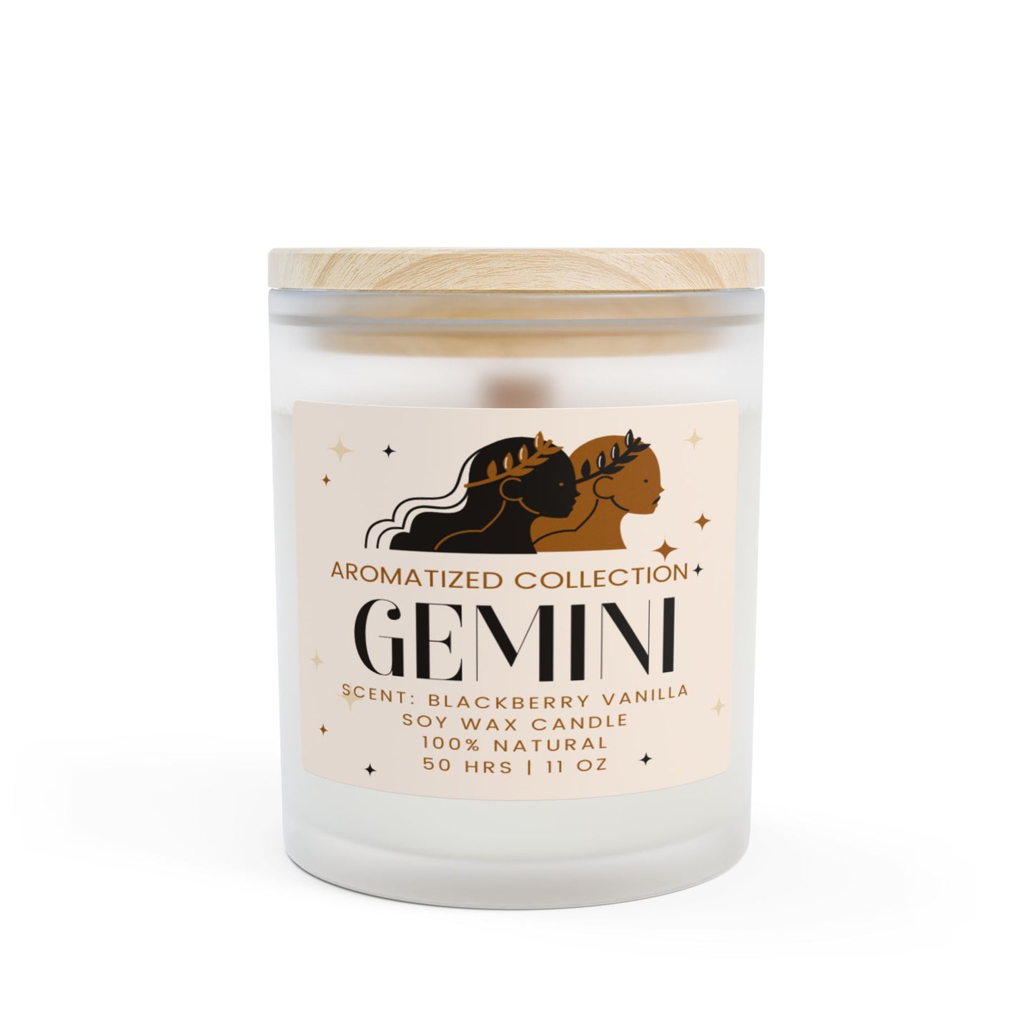 Gemini Blackberry Vanilla Frosted Glass Candle, Aromatherapy Candle, Natural Soy Wax Candle, Home Decor, Gift for Zodiac Lovers, Birthday Candle