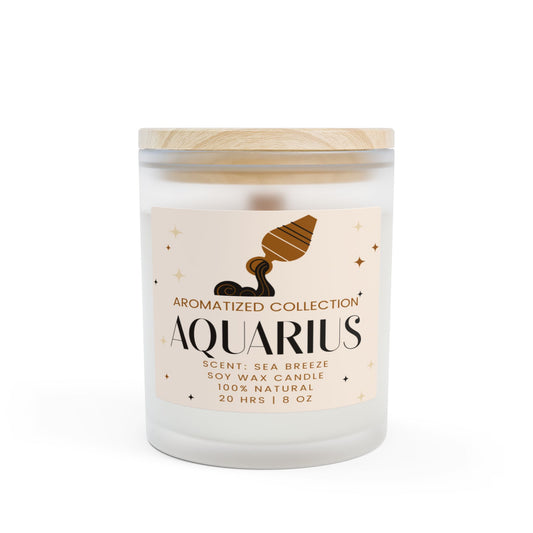 Aquarius Sea Minerals Candle | Frosted Glass Candle for Home Decor, Aromatherapy Gift, Zodiac Gift, 11oz Soy Wax, Unique Home Fragrance