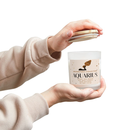 Aquarius Sea Minerals Candle | Frosted Glass Candle for Home Decor, Aromatherapy Gift, Zodiac Gift, 11oz Soy Wax, Unique Home Fragrance