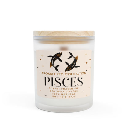 Pisces Fraser Fir Zodiac Candle, Aromatherapy Gift, Birthday Candle, Natural Soy Wax 11oz, Home Decor, Self-Care