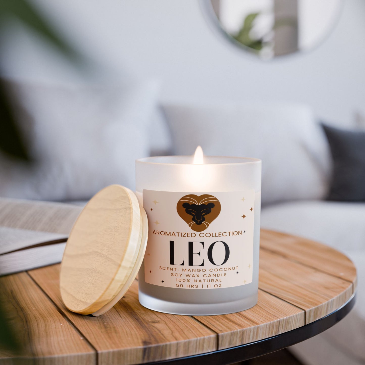 Leo Zodiac Candle, Mango Coconut Scented Soy Candle, Astrology Gift, Natural Wax Candle, Home Décor, Relaxation Candle
