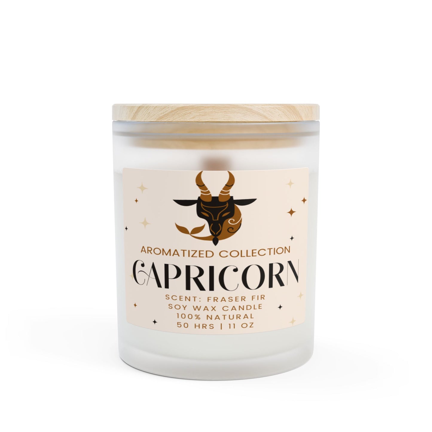 Capricorn Fraser Fir Frosted Glass Candle 11oz | Zodiac Decor, Soothing Aroma, Natural Soy Wax, Astrology Gift, Relaxation Candle