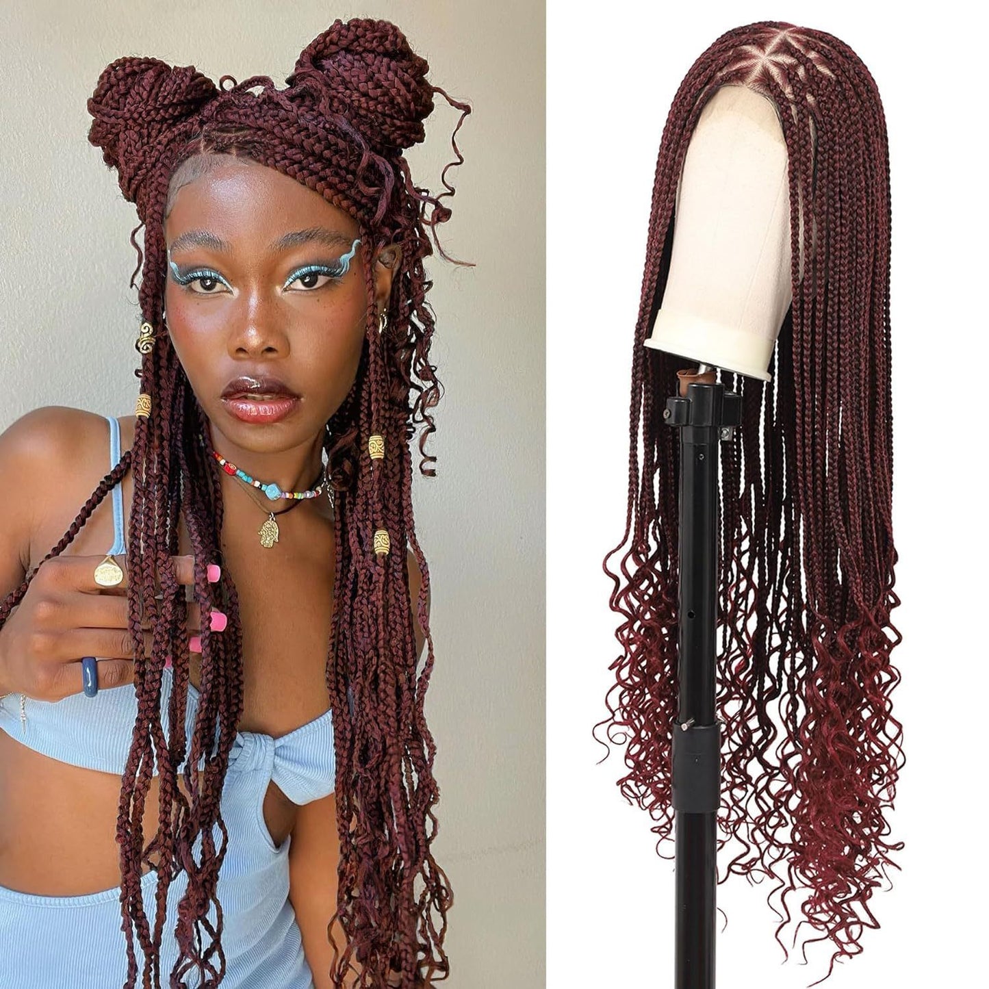 Full Lace Wig Head Cover Chemical Fiber Hair Three-strand Braid