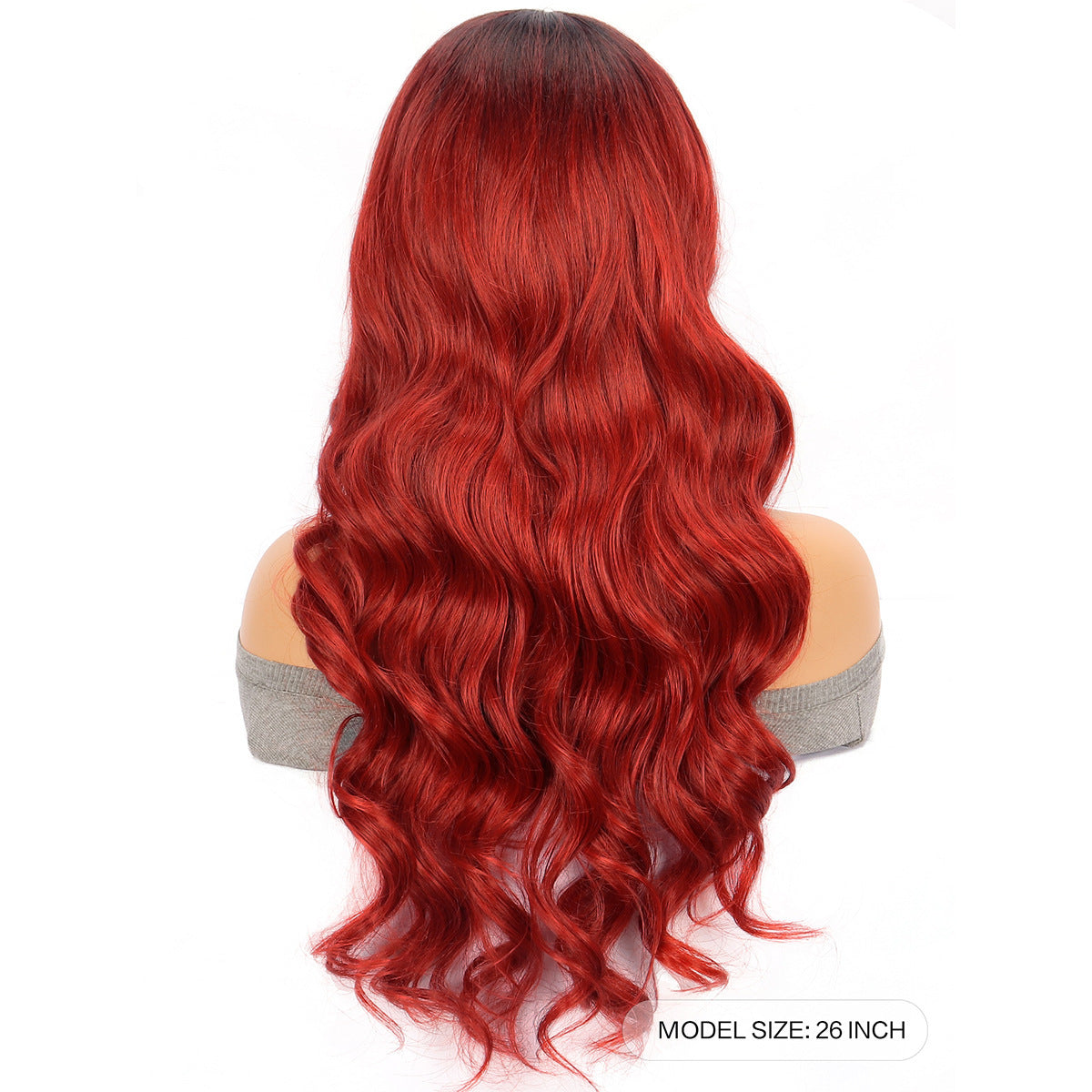 Red Large Wave Long Curly Hair Chemical Fiber Head Cover