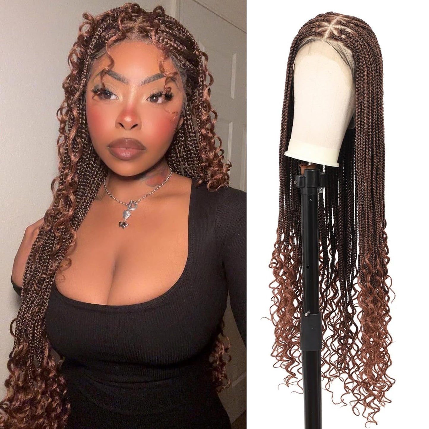Full Lace Wig Head Cover Chemical Fiber Hair Three-strand Braid